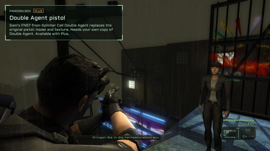 Double Agent pistol – Pandora Box. Sam's FN57 from Splinter Cell Double Agent replaces the original pistol: model and texture. Needs your own copy of Double Agent. Available with Plus.