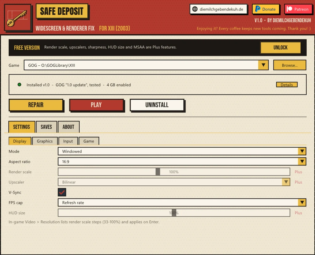 Safe Deposit launcher: install, update and settings for XIII